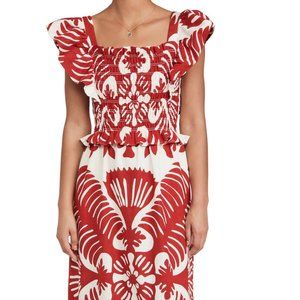 Sea New York Red and Cream Floral Midi Dress